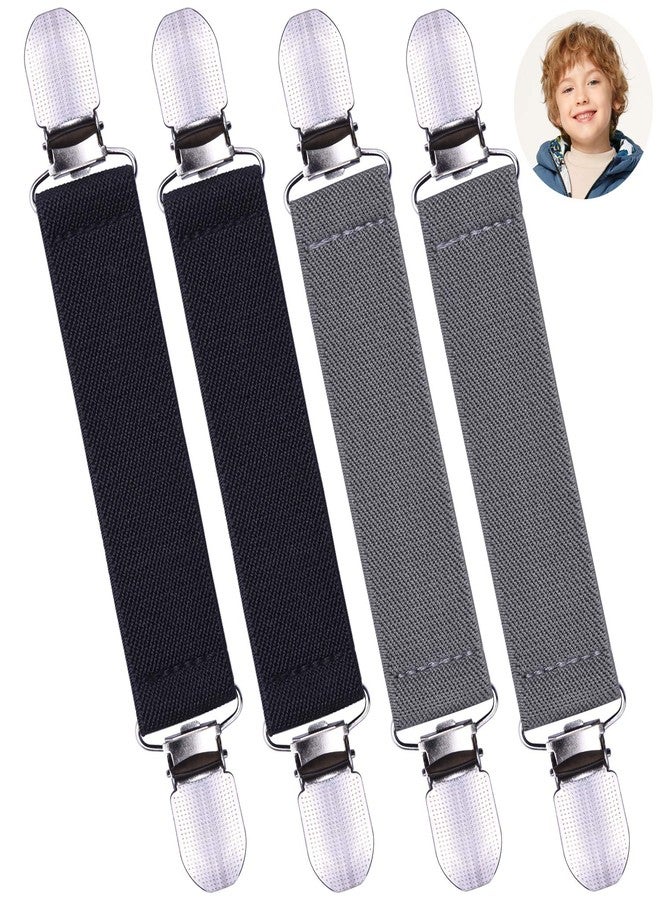 ويزدوم برو مشابك قفازات Wisdompro، 4 قطع، مشابك قفازات بحزام مطاطي للأطفال الصغار والأطفال والكبار - أسود ورمادي - Image 1